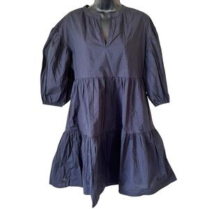 Sundry Evereve The Anywhere Dress Puff Sleeve Tiered Boho Swing Black